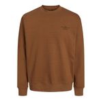 Jack&Jones Blachad Branding Erkek Kahverengi Yuvarlak Yaka Sweatshirt, Kahverengi, L