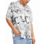 JACK&JONES Erkek JJGURU Monochrome AOP Resort Shirt SS Gömlek, Cloud Dancer, L, Cloud Dancer., L