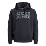 Jack&Jones Hood Corp Logo Erkek Siyah Kapüşonlu Sweatshirt