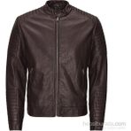 Jack&jones Jjcotano Biker 12094783 Kahverengi Deri Ceket Kahverengi - XS