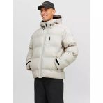 Jack&Jones Kapüşonlu Oversize Uzun Bej Erkek Günlük Mont