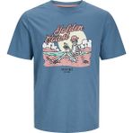 Jack&jones Lijah Crew Neck Erkek Mavi Yuvarlak Yaka Tişört