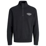 Jack&Jones Makoto Half Zip Erkek Siyah Dik Yaka Sweatshirt, L