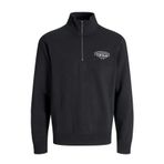 Jack&Jones Makoto Half Zip Erkek Siyah Dik Yaka Sweatshirt, S