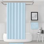 Jackline Polyester Kumaş Banyo Perdesi Duş Perdesi + Askı Aparatı Plastik C-Halka Mavi - 180 x 200 cm