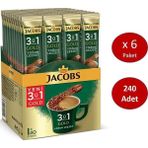 Jacobs 3ü1 Arada Gold Kahve Karışımı Yoğun Lezzet 240 Adet (40 x 6 Paket) - 6 Adet