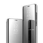 Jacyren Huawei P20 Lite uyumlu, deri kapaklı kılıf, ayna cep telefonu kılıfı, P20 Pro koruyucu kılıf, 360° sert polikarbonat, yarı saydam görünüm, Miroir darbeye dayanıklı kapak, stant fonksiyonlu, çanta kılıf P20, Gümüş, HuaweiP20