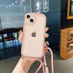 Jacyren iPhone 14 Pro Max için Cep Telefonu Zinciri Kılıf Cep Telefonu Kılıfı Naylon Omuz Askısı Şeffaf Silikon Kılıf Asmak için Kordonlu Koruyucu Kılıf Askılı Bant Kılıf iPhone 14 Pro Max için, Pembe