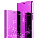 Jacyren Kılıf Samsung S6 Deri Kılıf, Cep Telefonu Kılıfı Ayna Koruyucu Kılıf Flip Çanta Case Cover Samsung S6 Edge, Stand Özelliği Arka Kapak Tampon Kılıf Samsung S6 Edge+ (S6 Edge, Fuşya)
