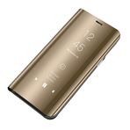 Jacyren Samsung Galaxy Note20 için kılıf deri kapaklı kılıf ayna cep telefonu kılıfı Galaxy Note20 koruyucu kılıf 360 derece sert polikarbon darbeye dayanıklı kapak stand fonksiyonu koruma kılıf Note20 kılıf (altın)