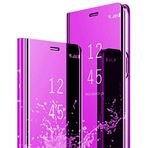 Jacyren Samsung S6 Deri Kılıf, Cep Telefonu Kılıfı Ayna Koruyucu Kılıf Flip Çanta Case Cover Samsung S6 Edge, Stand Özelliği Arka Kapak Tampon Kılıf Samsung S6 Edge Plus (S6 Edge Plus, Fuşya)