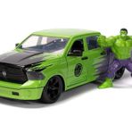 Jada Marvel 1:24 Dodge Ram 1500 Die-Cast Car & 2.75" İnanılmaz Hulk Figürü, Çocuklar ve Yetişkinler için Oyuncaklar