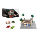Jada Toys Fast and Furious Toretto's Market & Cafe (18 x 13 cm) - Nano Diorama, 2 Metal Model Araba Dahil (Mitsubishi Eclipse & Ford F-150 SVT Lightning), Fast and Furious Fan 8 Yaşından İtibaren