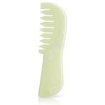 Jade Gua Sha Masaj Tarağı Terapi Aleti, El Yapımı Antistatik Çözücü Saç Sakal Tarağı Kafa Derisi Masajı için, Rahatlatıcı Tüm Vücut Zayıflama Masajı (5,5 inç)