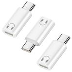 Jadebones 3 Paket USB C - Light-ning Kulaklık Ses Adaptörü Dönüştürücü iPhone 16/15, iPad Pro/Air, MacBook ve Daha Fazlası için (Yalnızca Kulaklık İçin, Ücretsiz), Beyaz