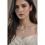 Jadem Gold 316L Çelik Gümüş Renk Zirkon Taşlı Kanat Model Kadın Kolye