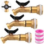 JaGely 3 Takım Pirinç Yağmur Namlusu Tıkaç Kiti Ağır Hizmet Bölmesi Bağlantılı Çeyrek Dönüşlü Küresel Vana Spigot Yağmur Namlu Musluk Kovası Akvaryumlar, Su Tankları, Küvetler, Havuzlar için Kova