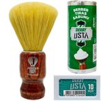 Jaguar 1071 Mix Ahşap Saplı Tıraş Fırçası, Derby Tıraş Sabunu ve 10'lu Jilet Seti