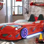 Jaguar Arabalı Yatak Fullledli Koltuklu, Kırmızı, 90X190