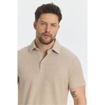 Jaguar Erkek Bej Pamuk Karışımlı Çekmeyen Likralı Kumaş Yırtmaç Detaylı Slim Fit Polo Yaka T-Shirt Bej 3XL
