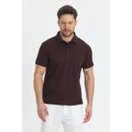 Jaguar Erkek Bordo Pamuk Karışımlı Çekmeyen Likralı Kumaş Yırtmaç Detaylı Slim Fit Polo Yaka Tişört - XL