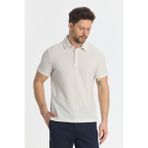Jaguar Erkek Ekru Pamuk Karışımlı Çekmeyen Likralı Kumaş Yırtmaç Detaylı Slim Fit Polo Yaka Tişört - 3XL