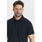 Jaguar Erkek Lacı Pamuk Karışımlı Çekmeyen Likralı Kumaş Yırtmaç Detaylı Slim Fit Polo Yaka T-Shirt Lacivert L