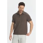 Jaguar Erkek Vizon Pamuk Karışımlı Çekmeyen Likralı Kumaş Yırtmaç Detaylı Slim Fit Polo Yaka Tişört - 3XL