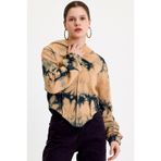 JAHR MARC Batik Yıkamalı Korseli Kahverengi Kadın Sweatshirt