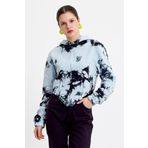 JAHR MARC Batik Yıkamalı Korseli Mavi Kadın Sweatshirt