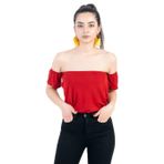 JAHR MARC Crop Fit Kırmızı Straplez Bluz