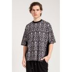 JAHR MARC Desenli Oversize Siyah Unisex T-Shirt