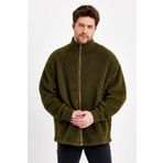 JAHR MARC Fermuarlı Oversize Yeşil Erkek Peluş Ceket