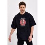 JAHR MARC Kaplan Baskılı Siyah Oversize Erkek T-shirt