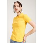 JAHR MARC Sarı Klasik Düğmeli Kadın Polo Yaka Kadın T-shirt