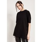 JAHR MARC Yanları Lastikli Oversize Siyah Kadın T-shirt Elbise