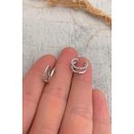 Jaida Moda Kadın Gri Sıkıştırma Deliksiz Fake Çelik Kıkırdak Küpe Ear Cuff - Standart - Gümüş