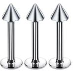 Jaida Moda Unisex 316L 8 mm Gri Paslanmaz Çelik 3'lü Set Sivri Uçlu Tragus Helix Labret Piercing