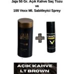 Jaja 50 Gr. Açık Kahve Hair Fiber Saç Tozu,topik + Vexx 100 Ml. Sabitleyici Sprey Set