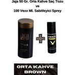 Jaja 50 Gr. Orta Kahve Hair Fiber Saç Tozu,Topik + Vexx 100 Ml. Sabitleyici Sprey Set