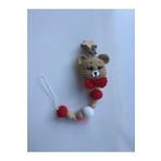Jaju Baby Amigurumi Kırmızı Ayıcık Emzik Zinciri 22 Cm