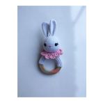 Jaju Baby Amigurumi Pembe Tavşan Diş Kaşıyıcılı Çıngırak 14 Cm