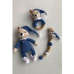 Jaju Baby Amigurumi Uykucu Ayıcık 22 cm Çıngırak ve Emzik Zinciri Üçlü Set
