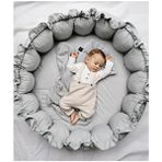 Jaju Baby Babynest Organik Kumaş Gri Açılır - Kapanır Oyun Minderi Jaju-Babynest Bebek Yatağı Bebek Yuvası - Yeşil