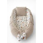 Jaju Baby Bej Pike Kumaş ve Müslin Kumaş Tilki Tasarım Ponponlu Babynest - 90 cm