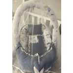Jaju Baby Denim Pike Kumaş Müslin Kumaş Ponponlu Babynest Ve Yorgan Oyuncak Aparat Ve Tül Set