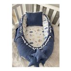 Jaju Baby Denim Wafle Pike Kumaş Müslin Kumaş Ponponlu Babynest