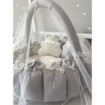 Jaju Baby Düz Gri Tasarım Lüx Oyun Minderi Babynest Cibinlik Tül Oyuncak Aparat Set - 120 x 120 cm