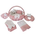 Jaju Baby Düz Pudra Tasarım Lüx Oyun Minderi Babynest 8 Parça Set