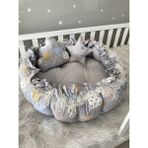 Jaju Baby Gri Karışık Bulut Desenli Tasarım Açılır - Kapanır Oyun Minderi Bebek Yuvası - 120 x 120 cm
